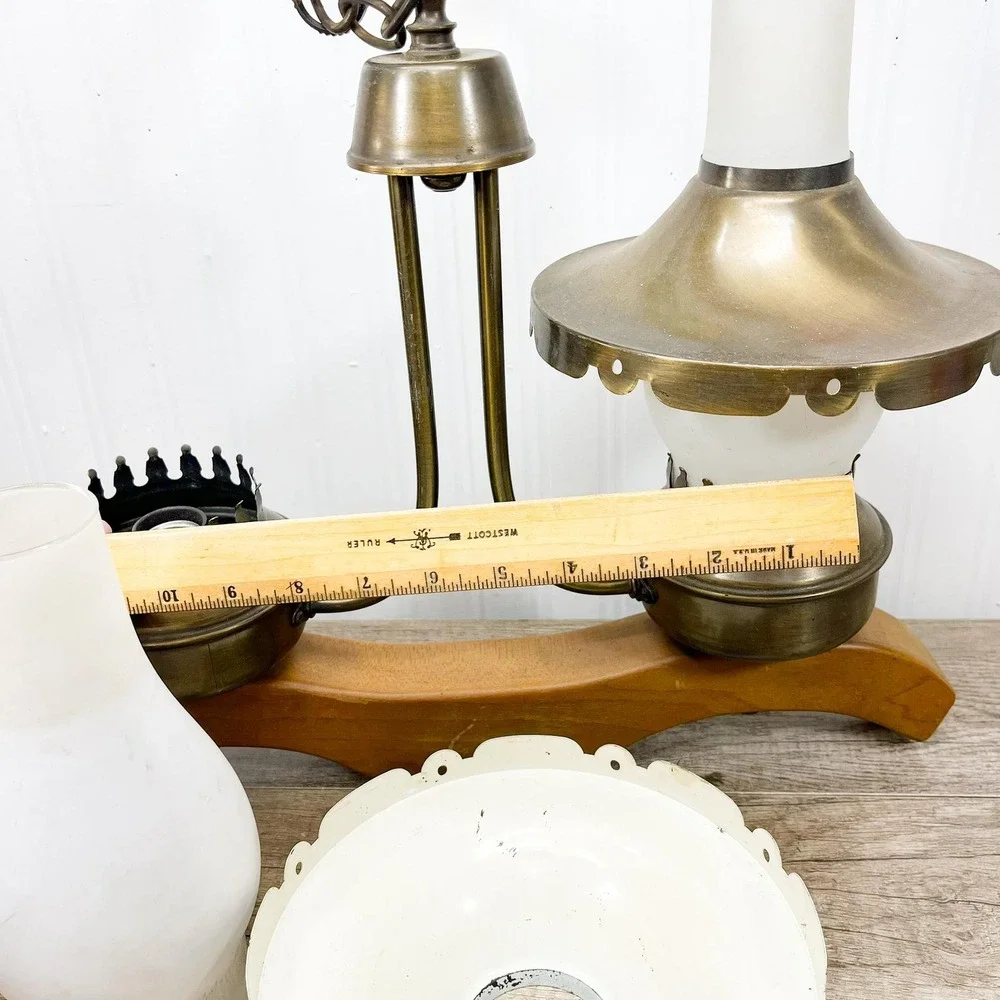Vintage Western Horse Yoke Brass and Wood Light Fixture